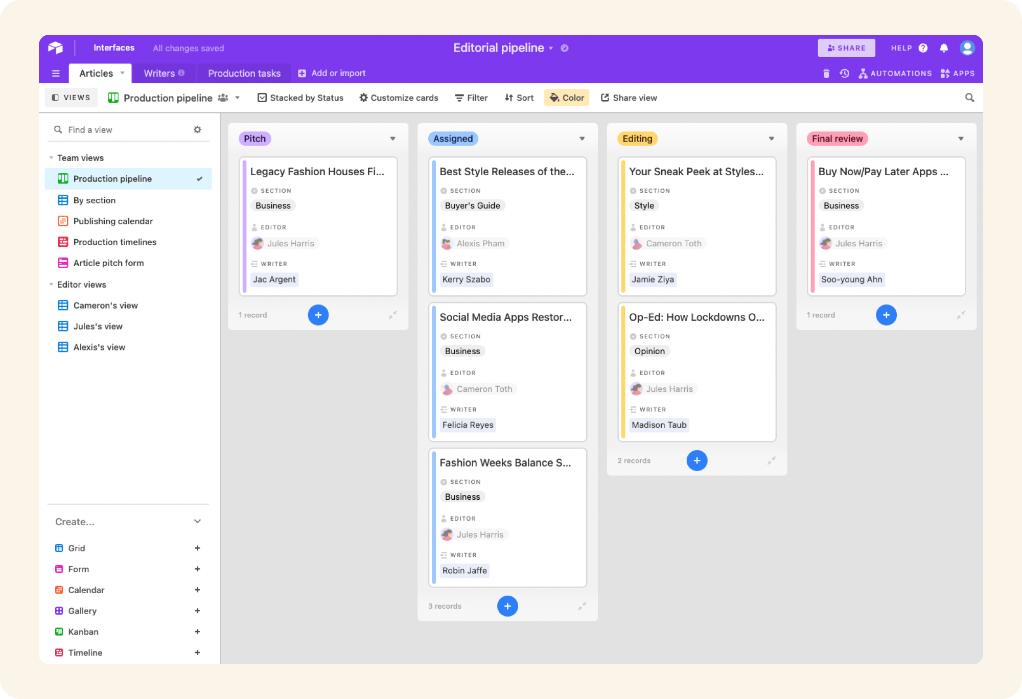 Airtable mid-page