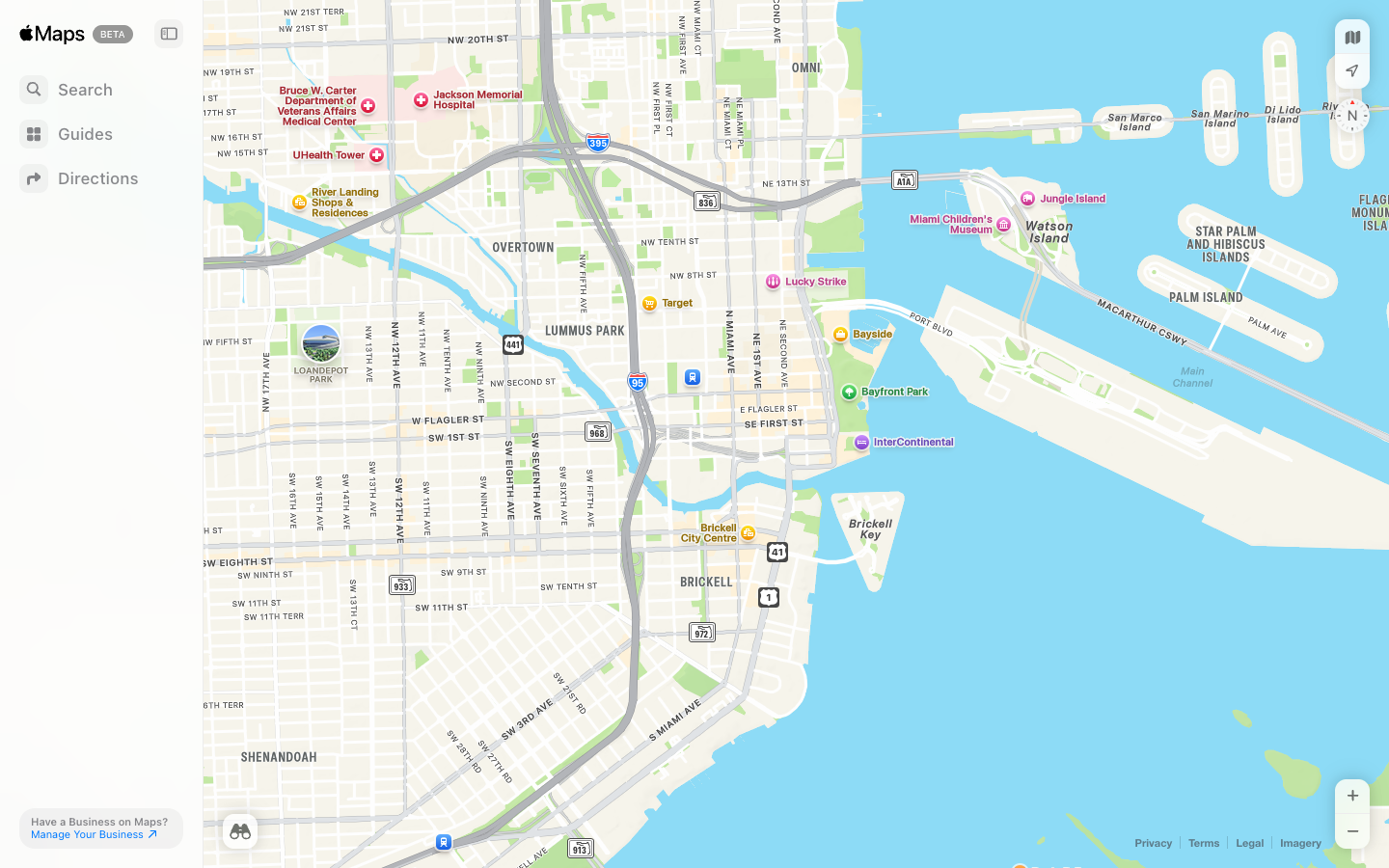 Apple Maps lower page