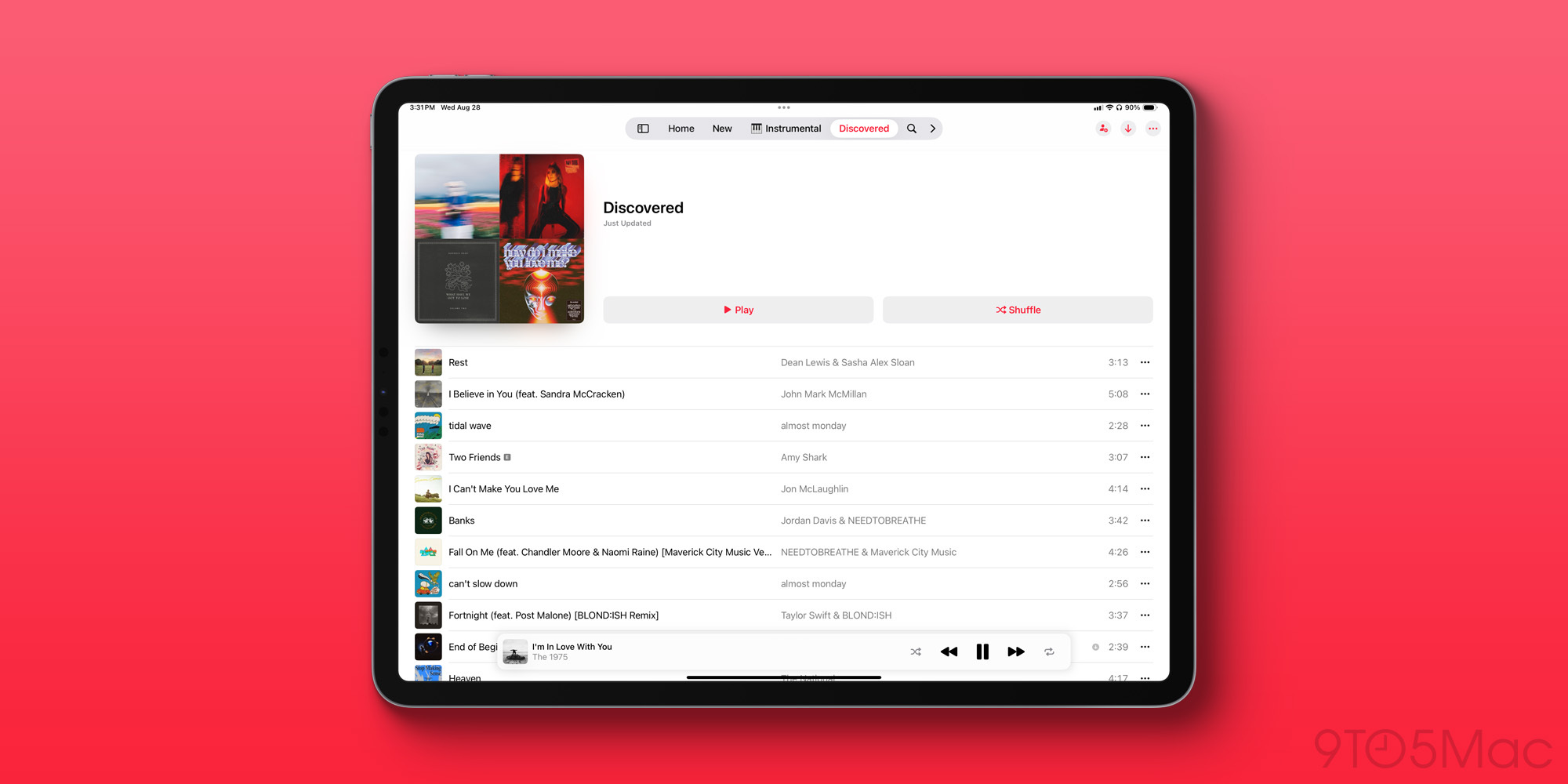 Apple Music lower page