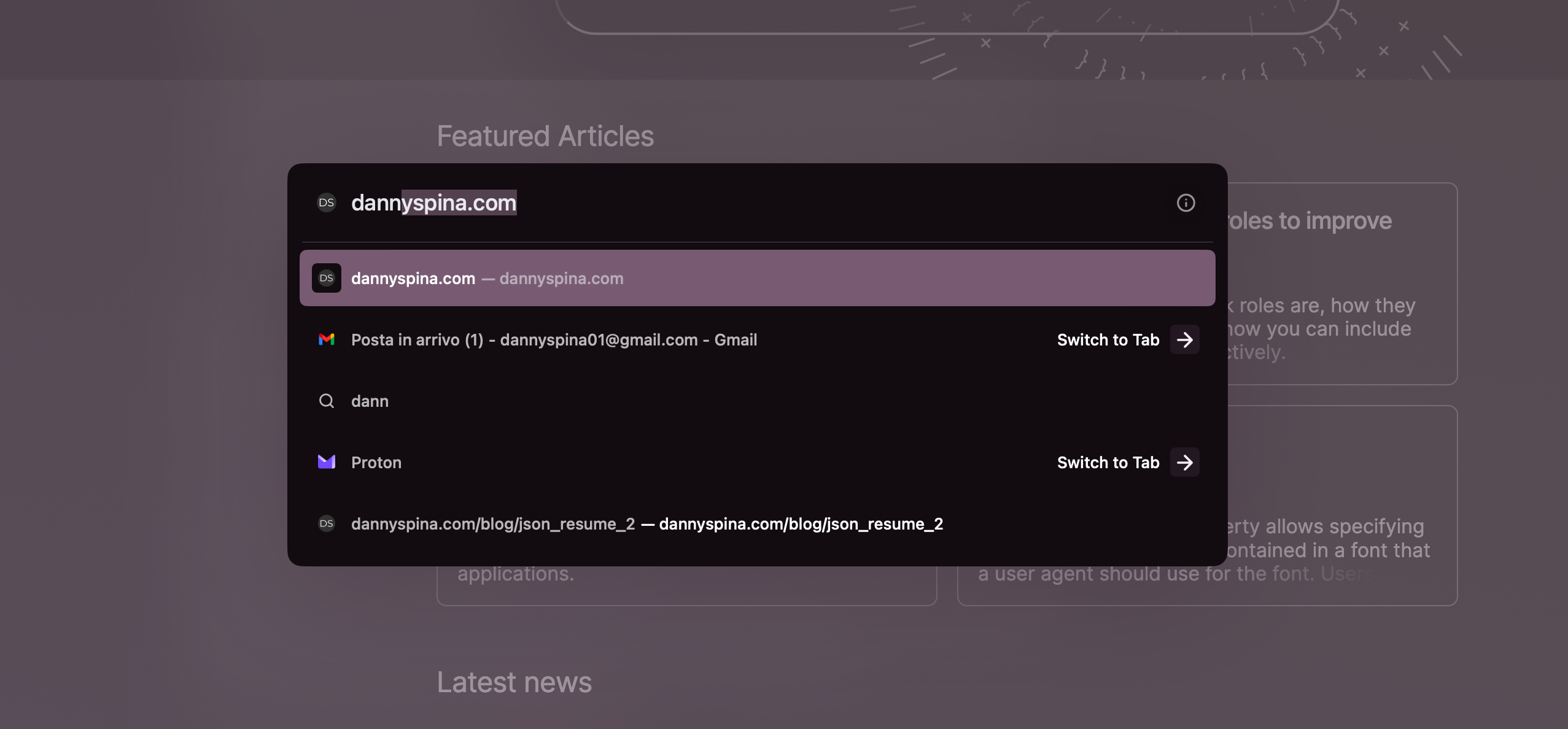 Arc Browser lower page