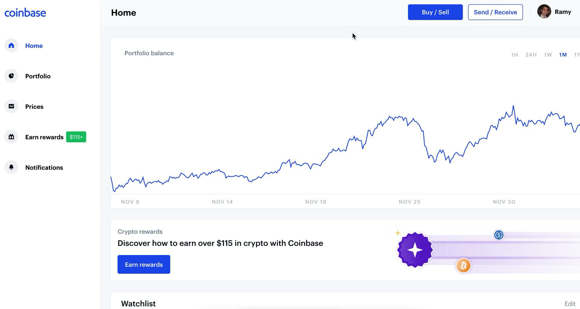 Coinbase above the fold