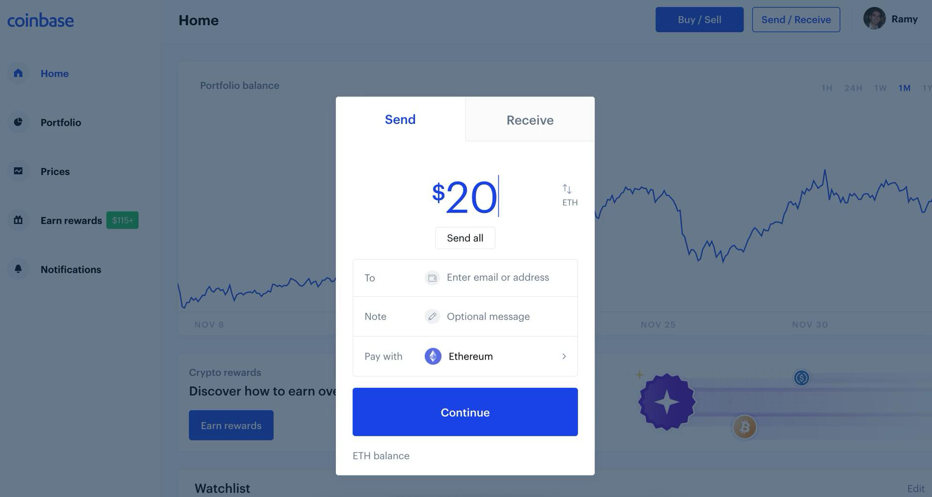 Coinbase lower page