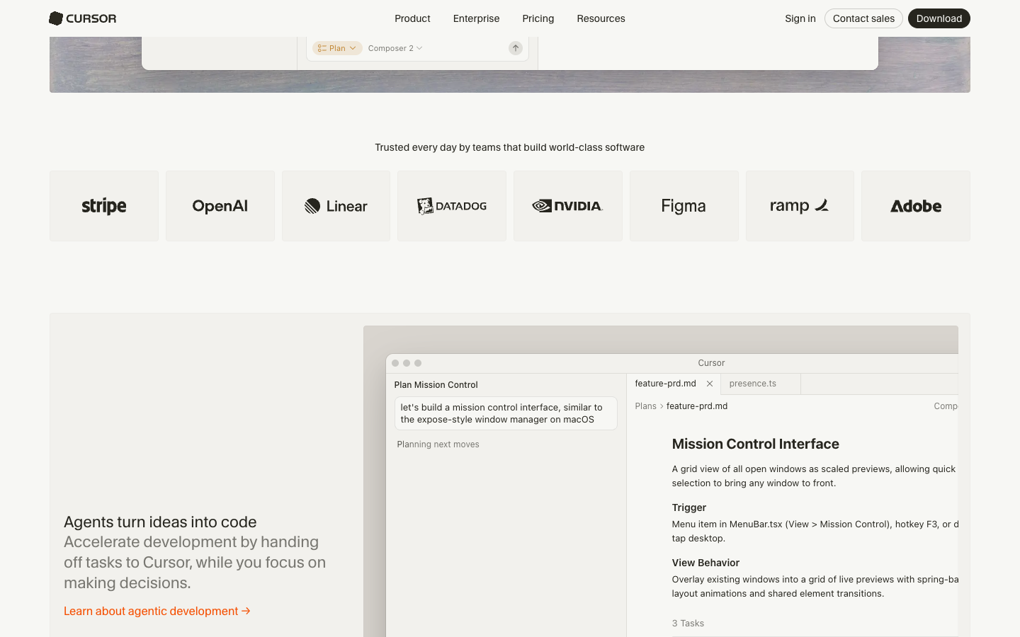 Cursor mid-page