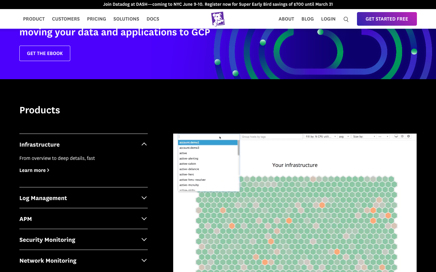 Datadog lower page