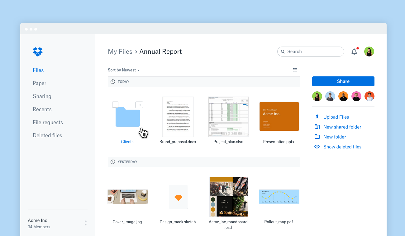 Dropbox lower page