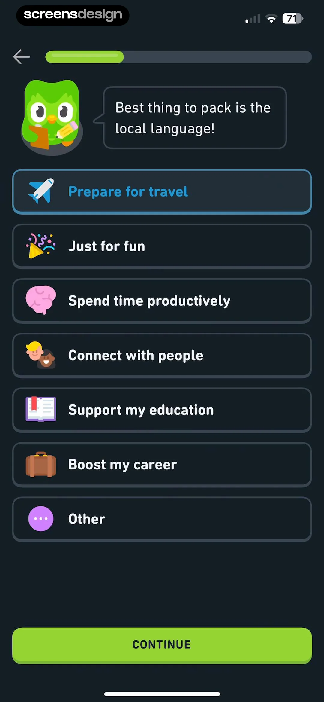 Duolingo mid-page