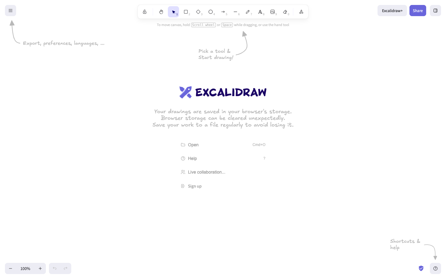 Excalidraw lower page
