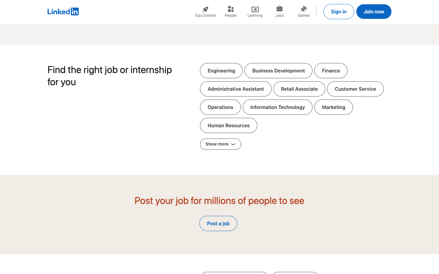 LinkedIn mid-page