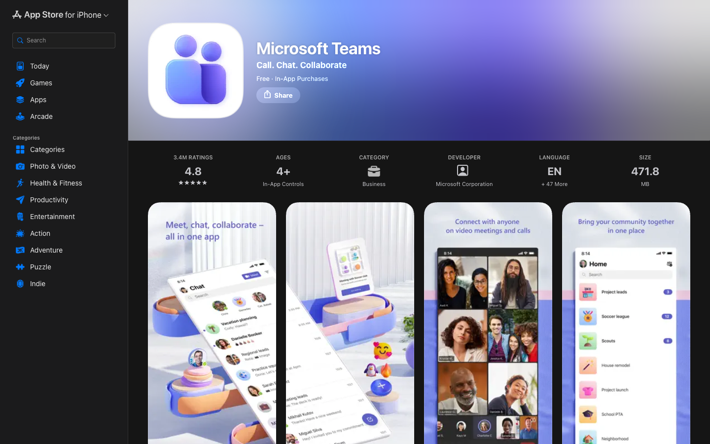 Microsoft Teams above the fold