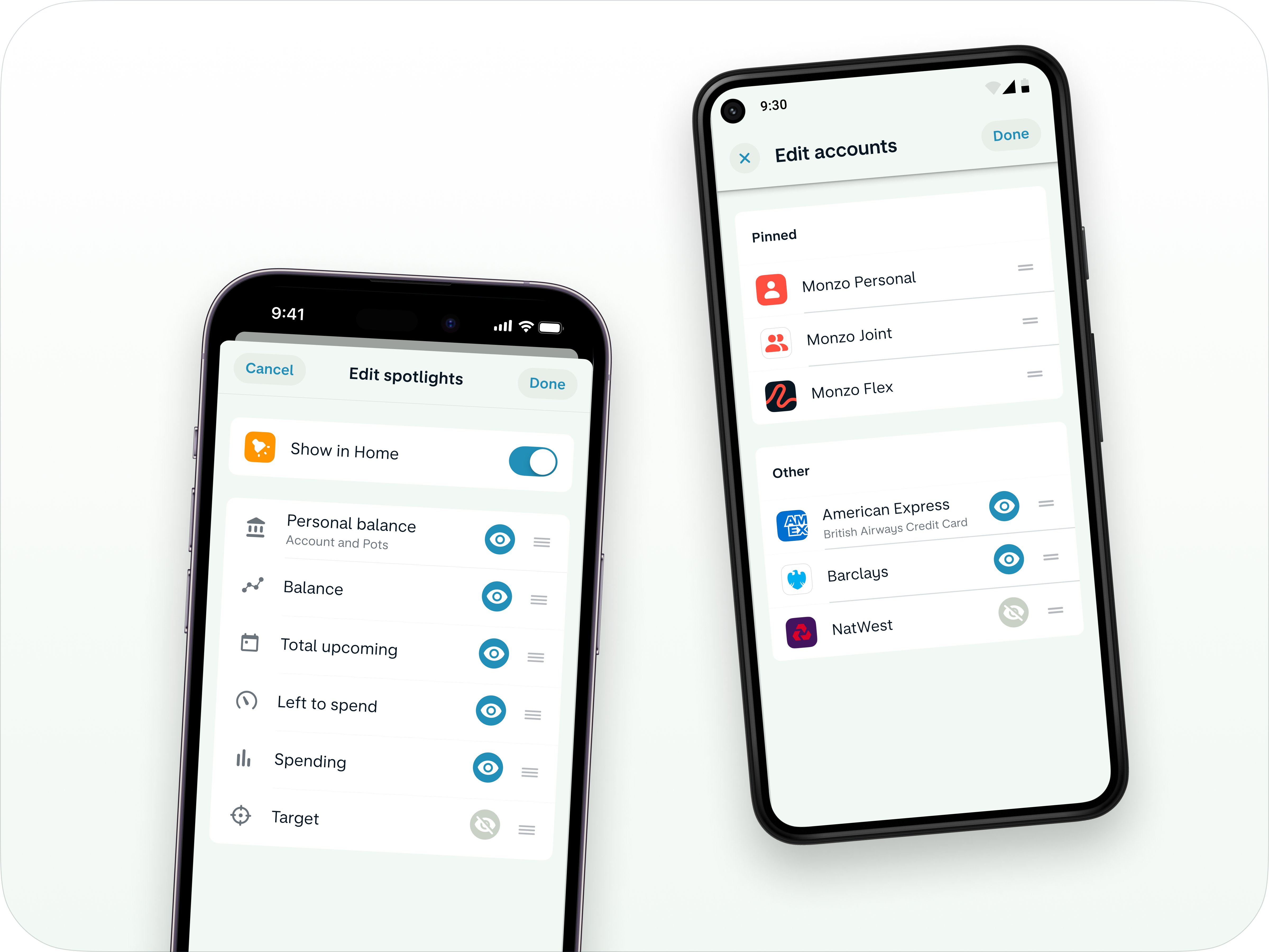 Monzo lower page