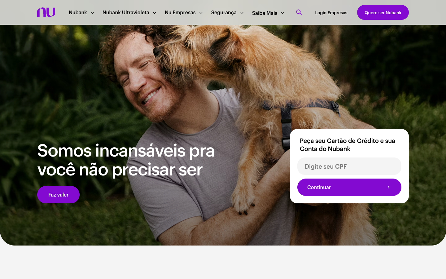 Nubank above the fold
