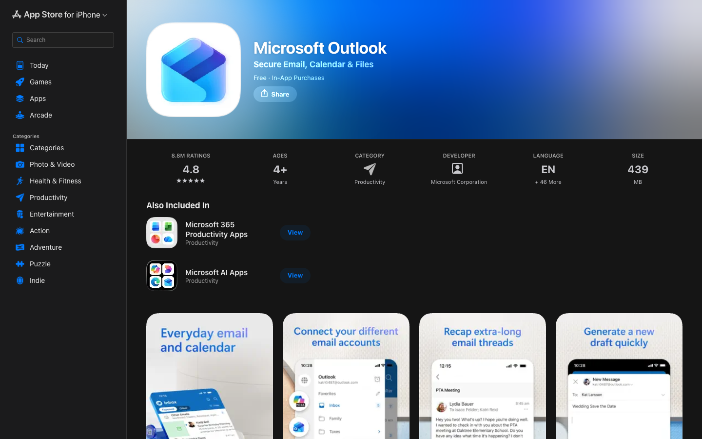 Outlook above the fold