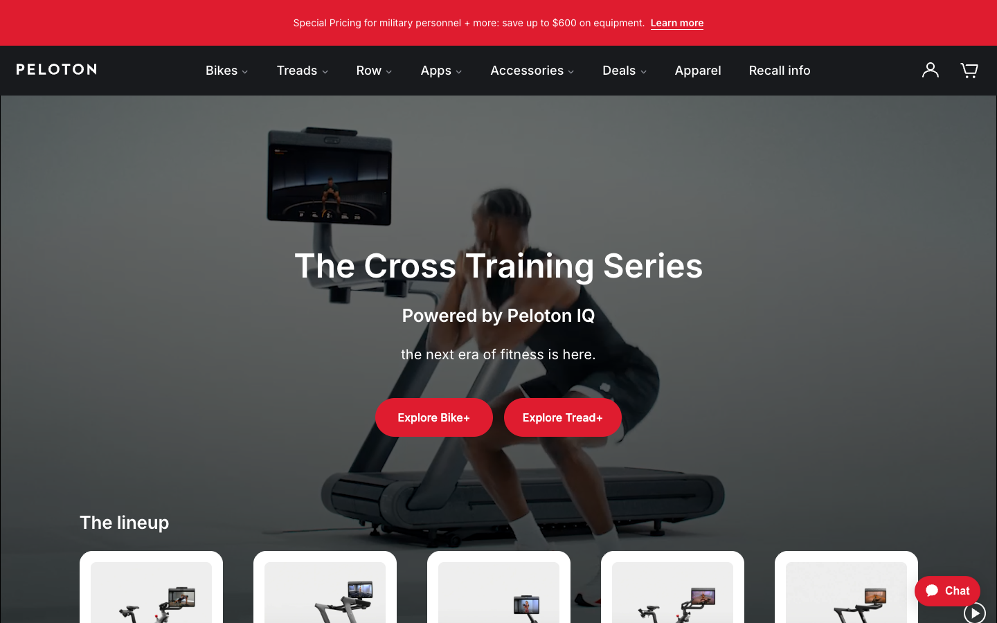 Peloton above the fold