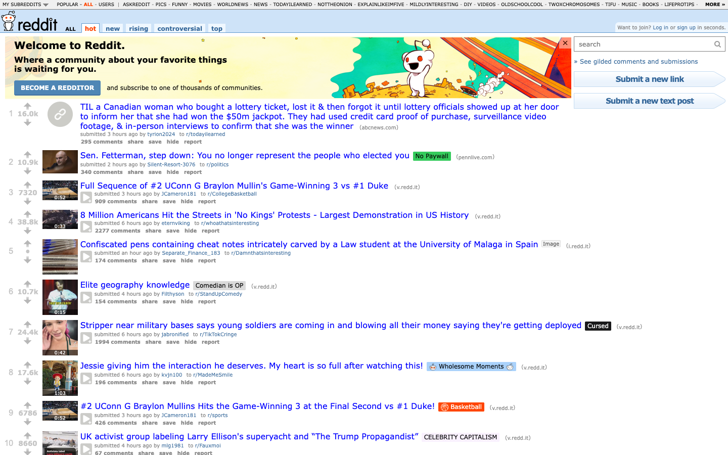 Reddit above the fold