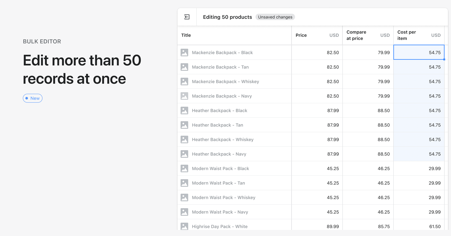 Shopify Admin lower page