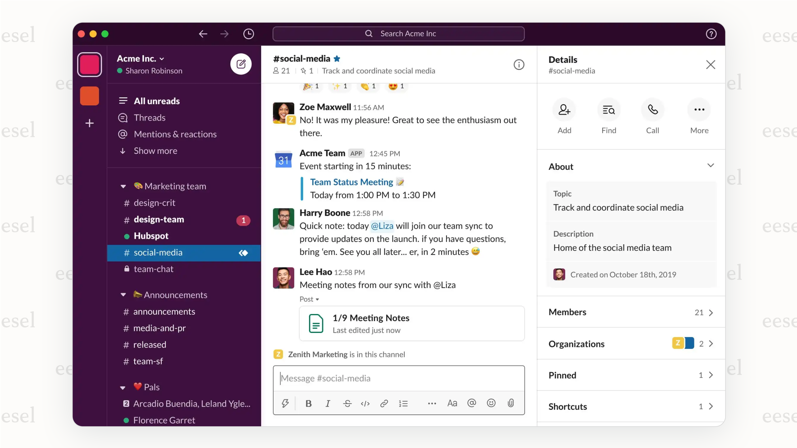 Slack above the fold