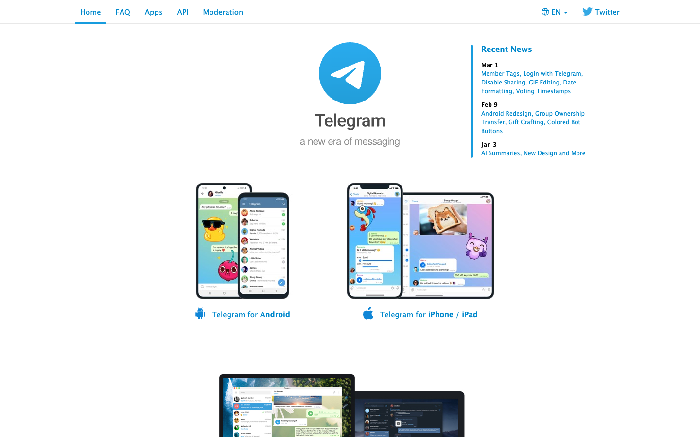 Telegram above the fold