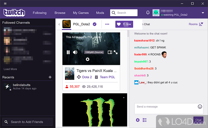 Twitch lower page
