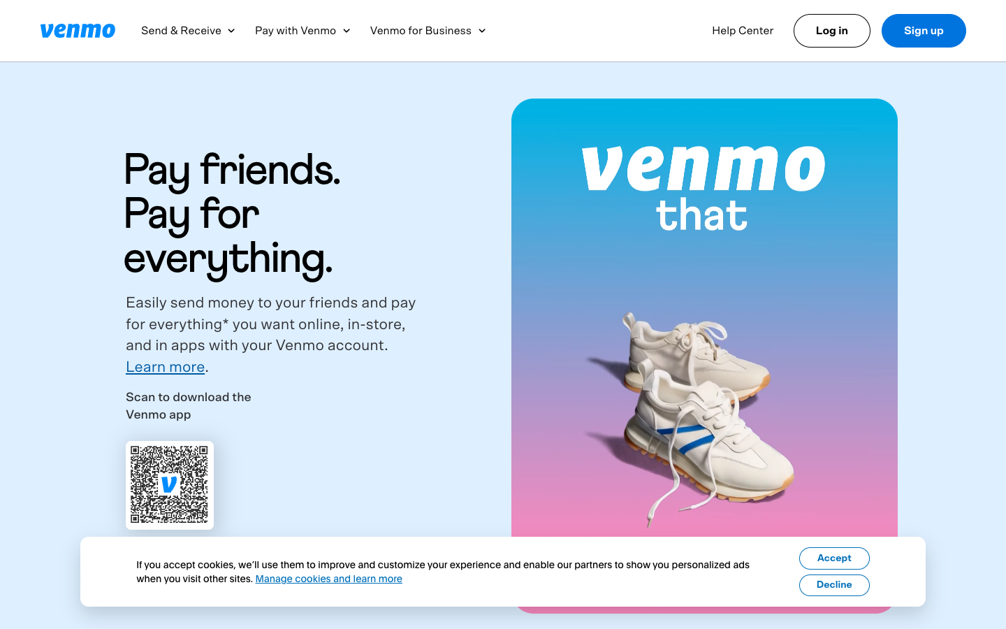 Venmo above the fold