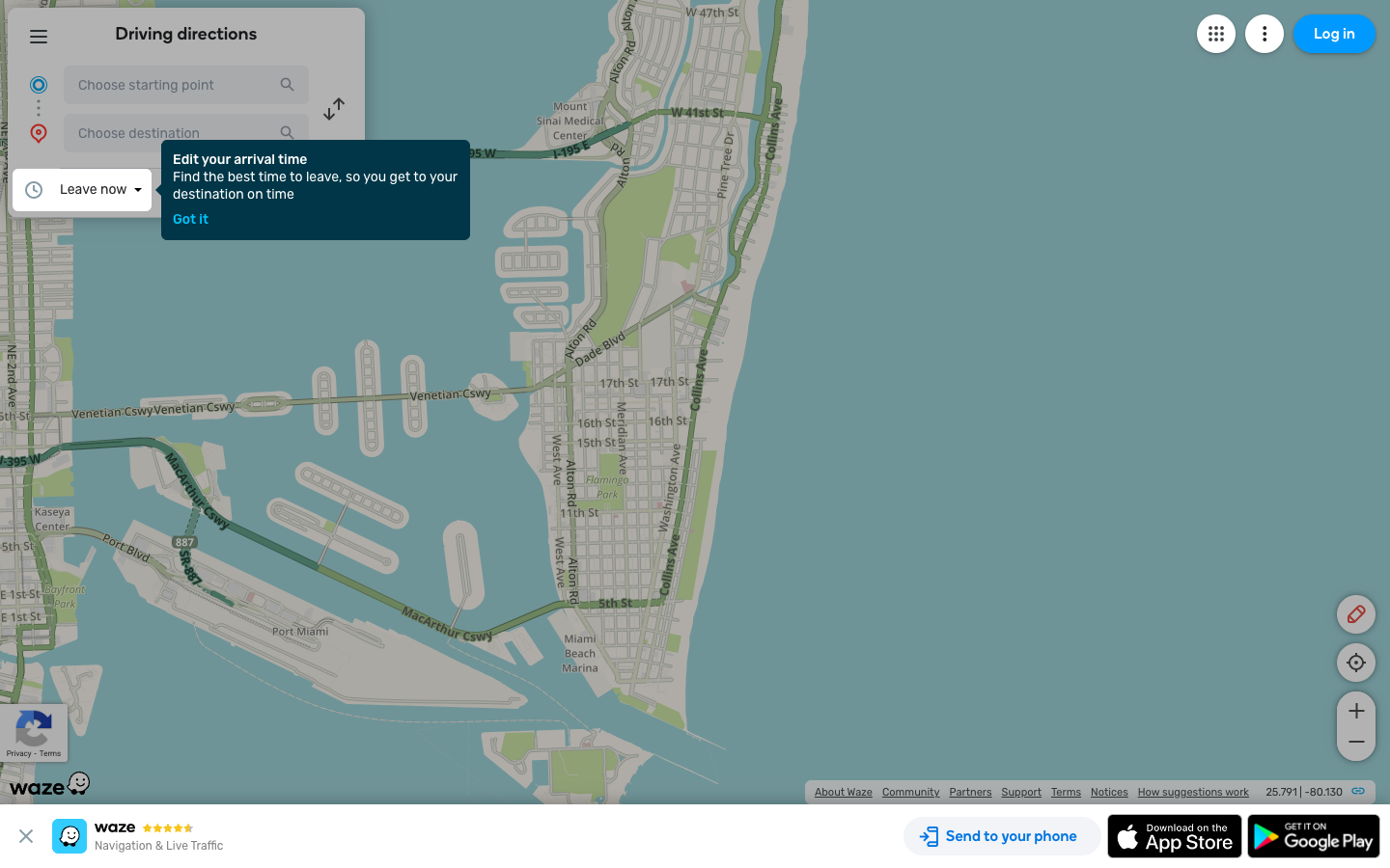 Waze mid-page