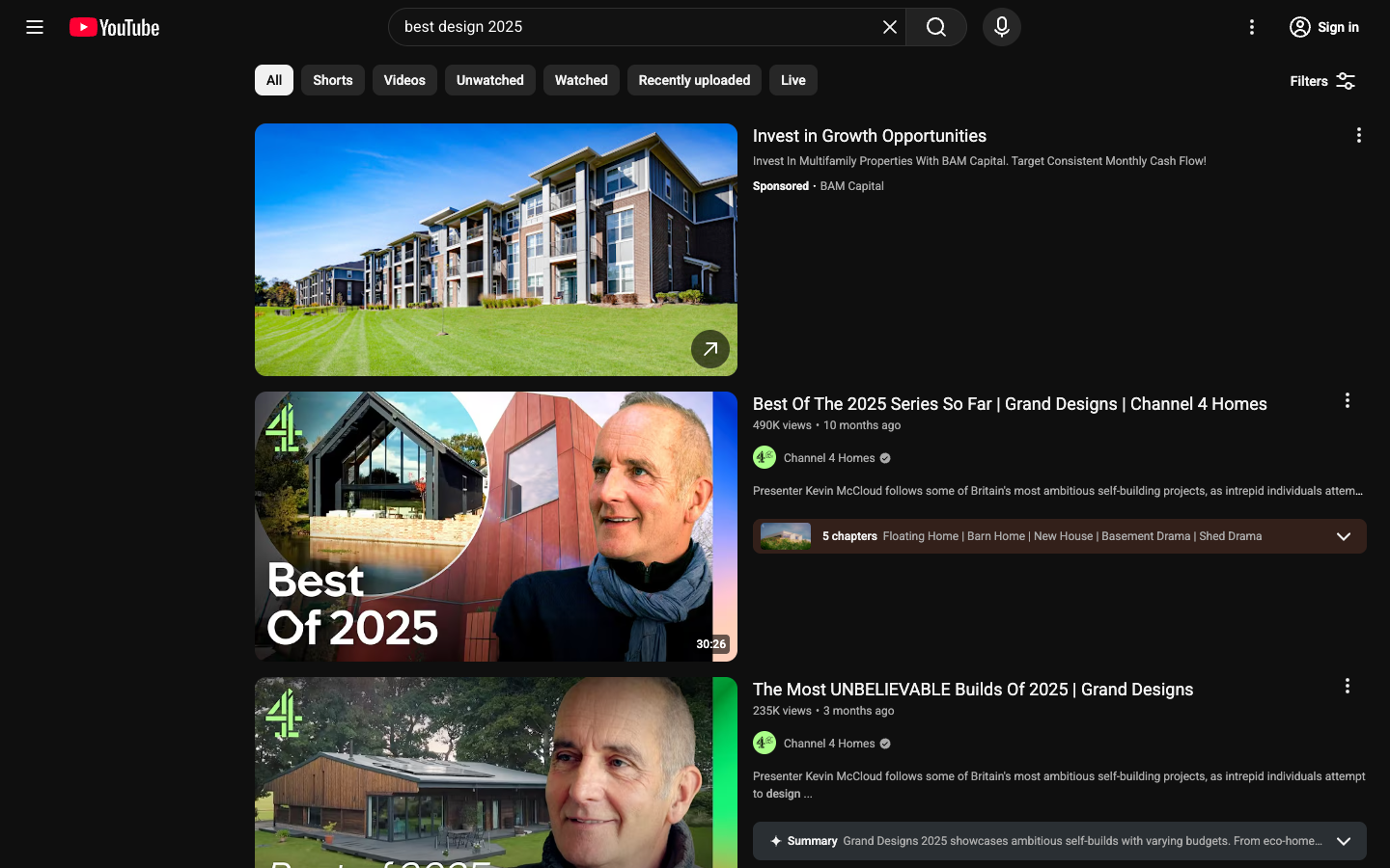 YouTube above the fold