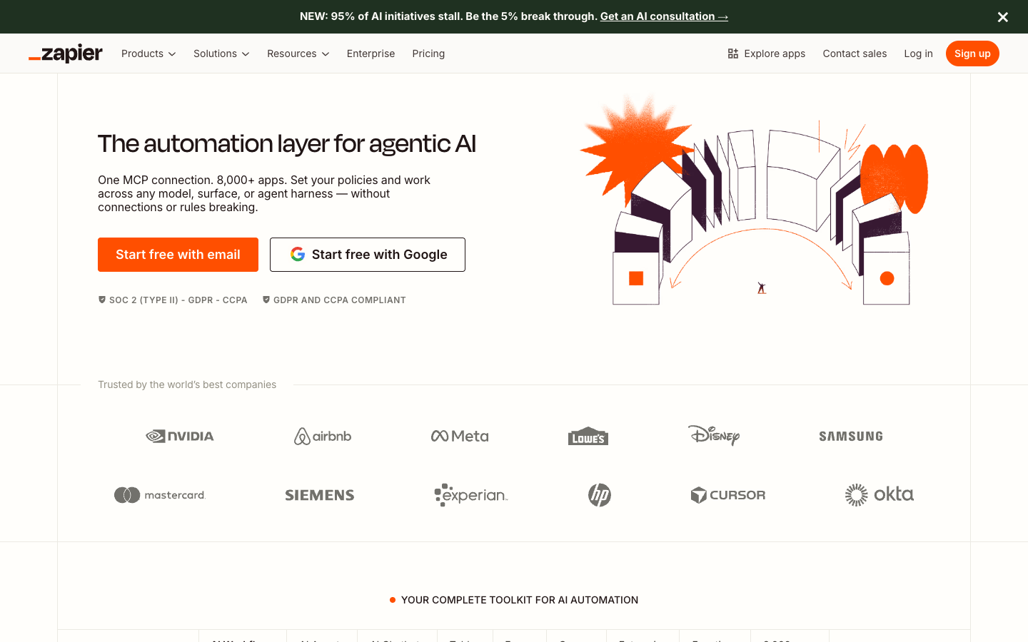 Zapier above the fold